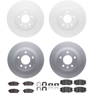 Dynamic Friction 4314-46030 - Front and Rear Brake Kit - Coated Brake Rotors and 3000 Ceramic Brake Pads with Hardware