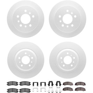 Dynamic Friction 4314-46031 - Front and Rear Brake Kit - Coated Brake Rotors and 3000 Ceramic Brake Pads with Hardware