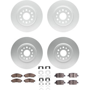 Dynamic Friction 4314-46044 - Front and Rear Brake Kit - Coated Brake Rotors and 3000 Ceramic Brake Pads with Hardware