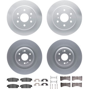 Dynamic Friction 4314-47028 - Front and Rear Brake Kit - Coated Brake Rotors and 3000 Ceramic Brake Pads with Hardware