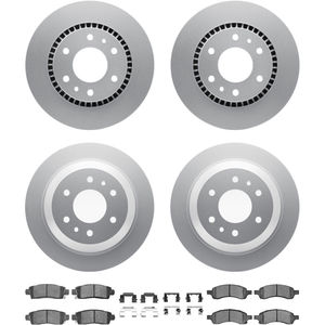 Dynamic Friction 4314-48022 - Front and Rear Brake Kit - Coated Brake Rotors and 3000 Ceramic Brake Pads with Hardware