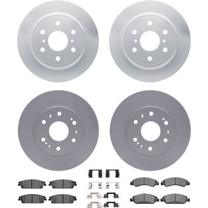 Dynamic Friction 4314-48027 - Front and Rear Brake Kit - Coated Brake Rotors and 3000 Ceramic Brake Pads with Hardware
