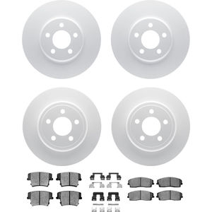 Dynamic Friction 4314-39013 - Front and Rear Brake Kit - Coated Brake Rotors and 3000 Ceramic Brake Pads with Hardware
