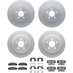 Dynamic Friction 4314-39015 - Front and Rear Brake Kit - Coated Brake Rotors and 3000 Ceramic Brake Pads with Hardware