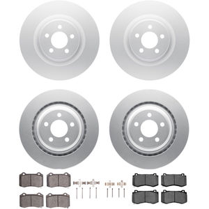 Dynamic Friction 4314-39019 - Front and Rear Brake Kit - Coated Brake Rotors and 3000 Ceramic Brake Pads with Hardware