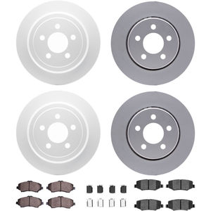 Dynamic Friction 4314-42010 - Front and Rear Brake Kit - Coated Brake Rotors and 3000 Ceramic Brake Pads with Hardware