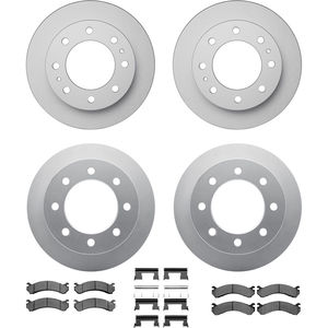 Dynamic Friction 4314-48009 - Front and Rear Brake Kit - Coated Brake Rotors and 3000 Ceramic Brake Pads with Hardware