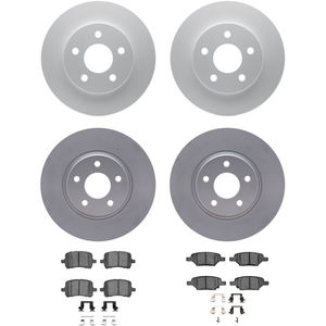 Dynamic Friction 4314-53001 - Front and Rear Brake Kit - Coated Brake Rotors and 3000 Ceramic Brake Pads with Hardware