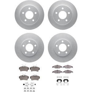 Dynamic Friction 4314-54019 - Front and Rear Brake Kit - Coated Brake Rotors and 3000 Ceramic Brake Pads with Hardware
