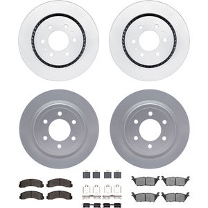 Dynamic Friction 4314-54090 - Front and Rear Brake Kit - Coated Brake Rotors and 3000 Ceramic Brake Pads with Hardware