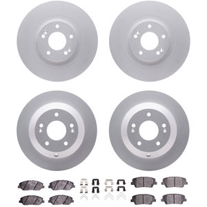 Dynamic Friction 4314-03019 - Front and Rear Brake Kit - Coated Brake Rotors and 3000 Ceramic Brake Pads with Hardware