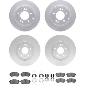 Dynamic Friction 4314-03025 - Front and Rear Brake Kit - Coated Brake Rotors and 3000 Ceramic Brake Pads with Hardware