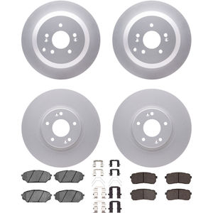 Dynamic Friction 4314-03027 - Front and Rear Brake Kit - Coated Brake Rotors and 3000 Ceramic Brake Pads with Hardware