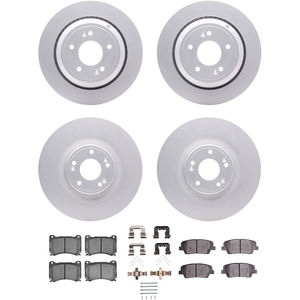 Dynamic Friction 4314-03033 - Front and Rear Brake Kit - Coated Brake Rotors and 3000 Ceramic Brake Pads with Hardware