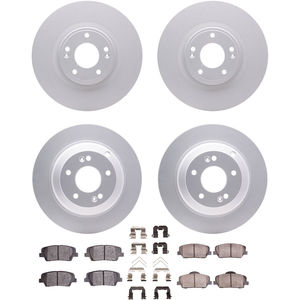 Dynamic Friction 4314-03041 - Front and Rear Brake Kit - Coated Brake Rotors and 3000 Ceramic Brake Pads with Hardware