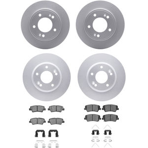 Dynamic Friction 4314-03045 - Front and Rear Brake Kit - Coated Brake Rotors and 3000 Ceramic Brake Pads with Hardware