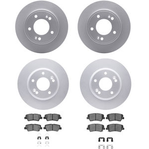 Dynamic Friction 4314-03046 - Front and Rear Brake Kit - Coated Brake Rotors and 3000 Ceramic Brake Pads with Hardware