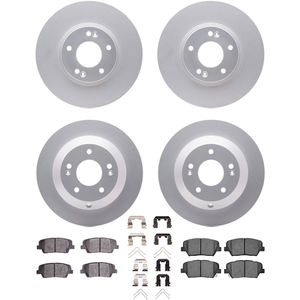 Dynamic Friction 4314-03058 - Front and Rear Brake Kit - Coated Brake Rotors and 3000 Ceramic Brake Pads with Hardware