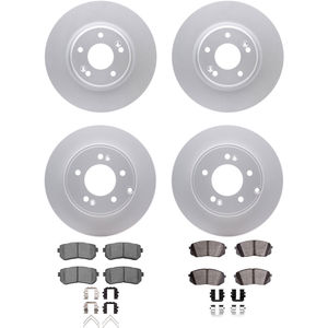 Dynamic Friction 4314-03060 - Front and Rear Brake Kit - Coated Brake Rotors and 3000 Ceramic Brake Pads with Hardware