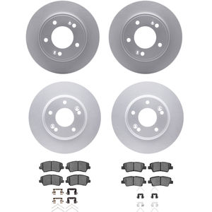 Dynamic Friction 4314-03063 - Front and Rear Brake Kit - Coated Brake Rotors and 3000 Ceramic Brake Pads with Hardware