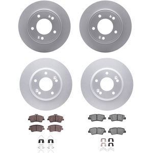 Dynamic Friction 4314-03074 - Front and Rear Brake Kit - Coated Brake Rotors and 3000 Ceramic Brake Pads with Hardware