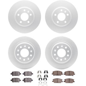 Dynamic Friction 4314-45024 - Front and Rear Brake Kit - Coated Brake Rotors and 3000 Ceramic Brake Pads with Hardware