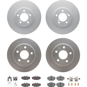 Dynamic Friction 4314-54005 - Front and Rear Brake Kit - Coated Brake Rotors and 3000 Ceramic Brake Pads with Hardware
