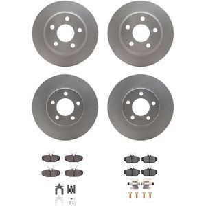 Dynamic Friction 4314-54007 - Front and Rear Brake Kit - Coated Brake Rotors and 3000 Ceramic Brake Pads with Hardware