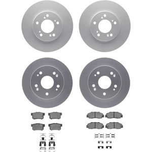 Dynamic Friction 4314-59010 - Front and Rear Brake Kit - Coated Brake Rotors and 3000 Ceramic Brake Pads with Hardware