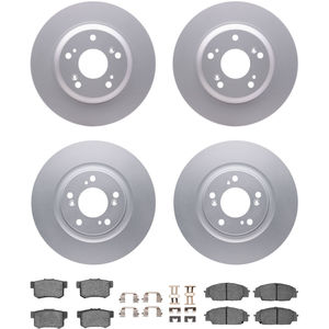 Dynamic Friction 4314-59018 - Front and Rear Brake Kit - Coated Brake Rotors and 3000 Ceramic Brake Pads with Hardware