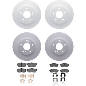 Dynamic Friction 4314-67002 - Front and Rear Brake Kit - Coated Brake Rotors and 3000 Ceramic Brake Pads with Hardware