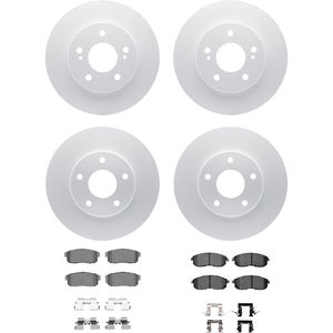 Dynamic Friction 4314-67010 - Front and Rear Brake Kit - Coated Brake Rotors and 3000 Ceramic Brake Pads with Hardware