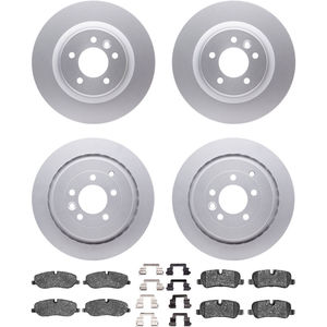 Dynamic Friction 4314-11004 - Front and Rear Brake Kit - Coated Brake Rotors and 3000 Ceramic Brake Pads with Hardware