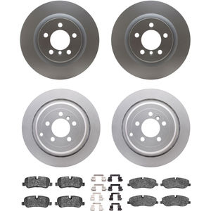 Dynamic Friction 4314-11006 - Front and Rear Brake Kit - Coated Brake Rotors and 3000 Ceramic Brake Pads with Hardware