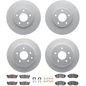 Dynamic Friction 4314-67020 - Front and Rear Brake Kit - Coated Brake Rotors and 3000 Ceramic Brake Pads with Hardware