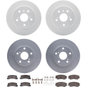 Dynamic Friction 4314-76003 - Front and Rear Brake Kit - Coated Brake Rotors and 3000 Ceramic Brake Pads with Hardware