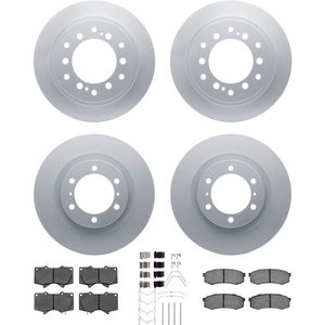 Dynamic Friction 4314-76039 - Front and Rear Brake Kit - Coated Brake Rotors and 3000 Ceramic Brake Pads with Hardware