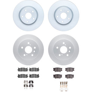 Dynamic Friction 4314-76059 - Front and Rear Brake Kit - Coated Brake Rotors and 3000 Ceramic Brake Pads with Hardware
