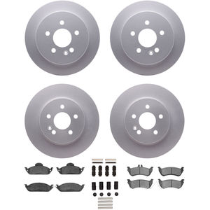 Dynamic Friction 4314-63026 - Front and Rear Brake Kit - Coated Brake Rotors and 3000 Ceramic Brake Pads with Hardware