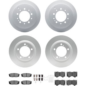 Dynamic Friction 4314-76061 - Front and Rear Brake Kit - Coated Brake Rotors and 3000 Ceramic Brake Pads with Hardware