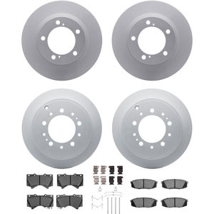 Dynamic Friction 4314-76062 - Front and Rear Brake Kit - Coated Brake Rotors and 3000 Ceramic Brake Pads with Hardware