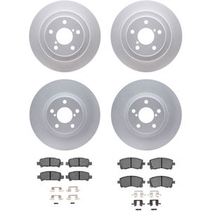 Dynamic Friction 4314-13006 - Front and Rear Brake Kit - Coated Brake Rotors and 3000 Ceramic Brake Pads with Hardware