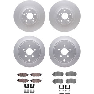 Dynamic Friction 4314-13023 - Front and Rear Brake Kit - Coated Brake Rotors and 3000 Ceramic Brake Pads with Hardware