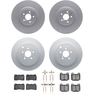 Dynamic Friction 4314-13025 - Front and Rear Brake Kit - Coated Brake Rotors and 3000 Ceramic Brake Pads with Hardware