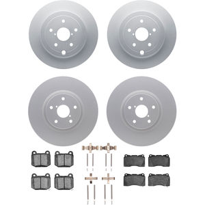 Dynamic Friction 4314-13027 - Front and Rear Brake Kit - Coated Brake Rotors and 3000 Ceramic Brake Pads with Hardware