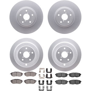 Dynamic Friction 4314-13032 - Front and Rear Brake Kit - Coated Brake Rotors and 3000 Ceramic Brake Pads with Hardware