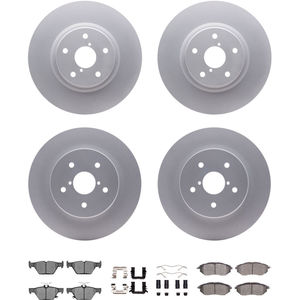 Dynamic Friction 4314-13033 - Front and Rear Brake Kit - Coated Brake Rotors and 3000 Ceramic Brake Pads with Hardware