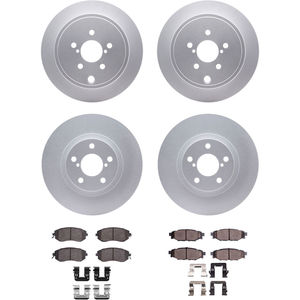 Dynamic Friction 4314-13037 - Front and Rear Brake Kit - Coated Brake Rotors and 3000 Ceramic Brake Pads with Hardware