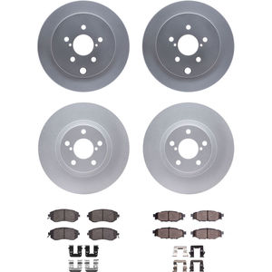 Dynamic Friction 4314-13038 - Front and Rear Brake Kit - Coated Brake Rotors and 3000 Ceramic Brake Pads with Hardware