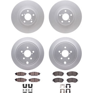 Dynamic Friction 4314-13039 - Front and Rear Brake Kit - Coated Brake Rotors and 3000 Ceramic Brake Pads with Hardware